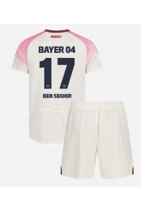 Bayer Leverkusen Eliesse Ben Seghir #17 Babyklær Borte Fotballdrakt til barn 2025-26 Korte ermer (+ Korte bukser)